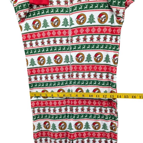 Buc-ees Christmas Pajamas Kids Red White Green Striped Waffle Knit 1 Piece Sz M - Picture 11 of 12